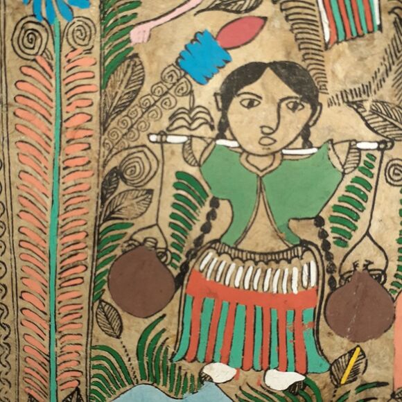 Mexican painting Eleazer Arsenio original vintage folk art work on amate paper - Picture 6 of 8